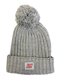 Gray Cable Knit Woven Patch Hat