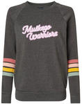 Ladies Charcoal Crew Sweatshirt w/Pastel Stripes