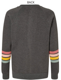 Ladies Charcoal Crew Sweatshirt w/Pastel Stripes