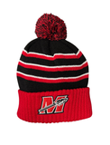 Striped Knit Beanie with Pom