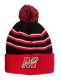 Striped Knit Beanie with Pom