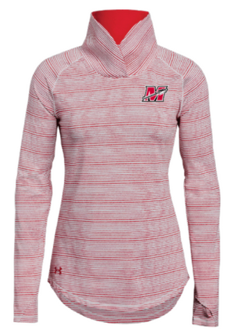 Ladies Red/White Stripe Embroidered Under Armour Zinger Pullover - Sale!